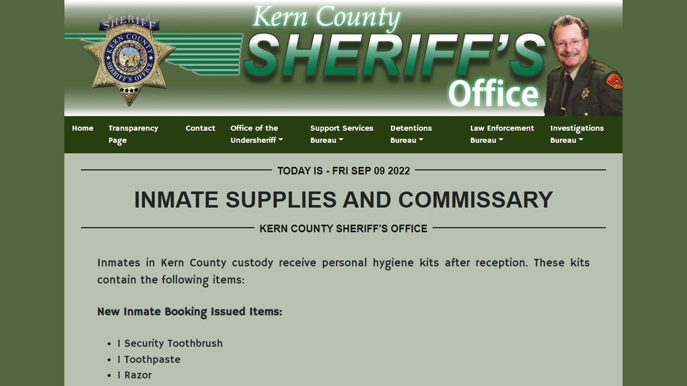 Inmate Supplies and Commissary | KCSO